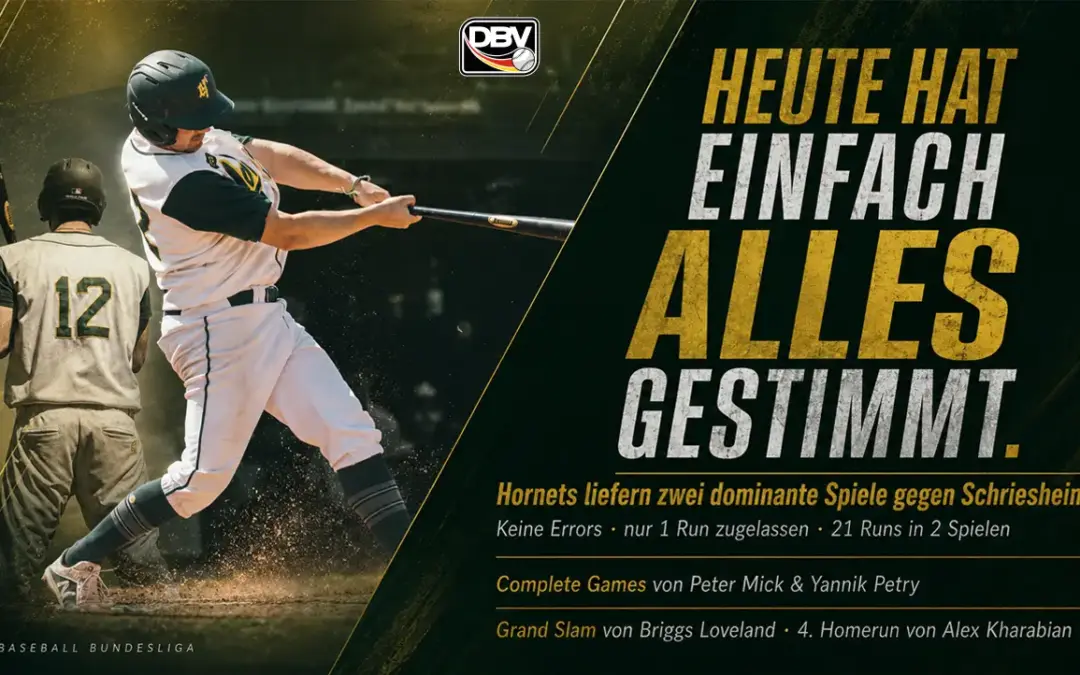 Heute hat einfach alles gestimmt: Hornets liefern zwei dominante Spiele gegen Schriesheim