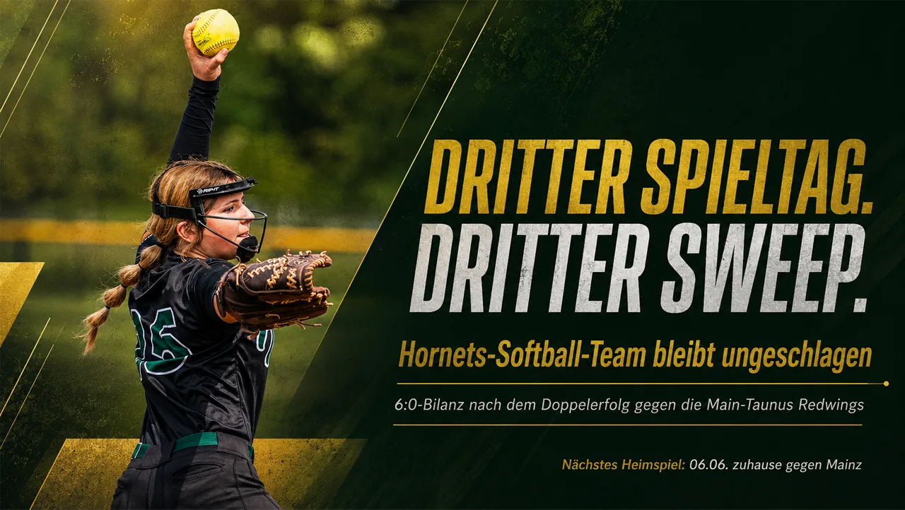 Dritter Spieltag, dritter Sweep: Hornets-Softball-Team bleibt ungeschlagen